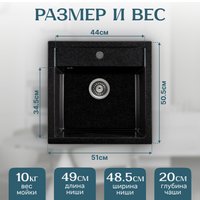 Кухонная мойка Saniteco Terra (черный) в Борисове