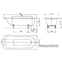 Ванна Kaldewei Saniform Plus 170x75 112630003001 (easy-clean, antislip, ножки)