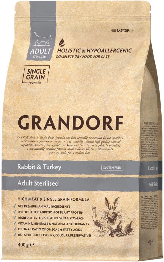 

Сухой корм для кошек Grandorf Rabbit&Turkey Adult Sterilised (для стерилизованных с кроликом и индейкой) 400 г