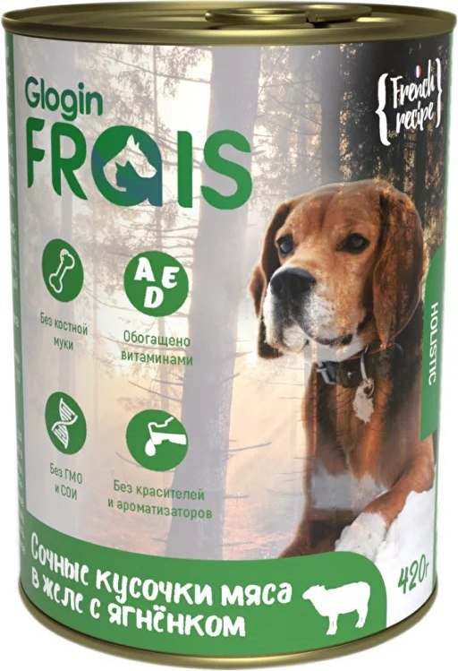 

Пресервы Frais Holistic Dog мясные кусочки с ягненком в желе 420 г