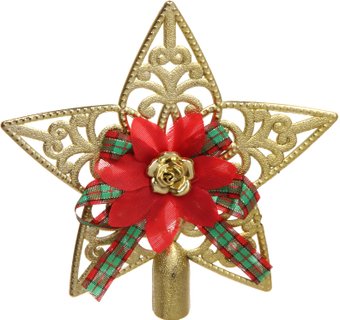 Серпантин Ажур звезда с бантом 15 см (золотистый) 201-1103