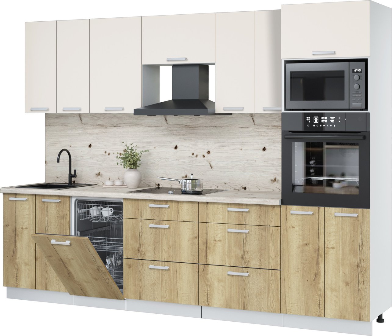 

Готовая кухня Интерлиния Мила Лайт 2.85-ПМ3 (персидский жемчуг/дуб золотой/бискайская сосна)