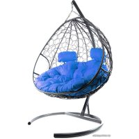 Подвесное кресло M-Group Для двоих 11450310 (серый ротанг/синяя подушка)