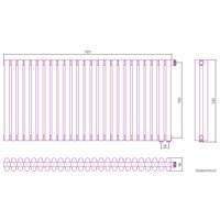 Стальной трубчатый радиатор Сунержа Эстет-11 EU50 500х1125 25 секций (матовое золото)