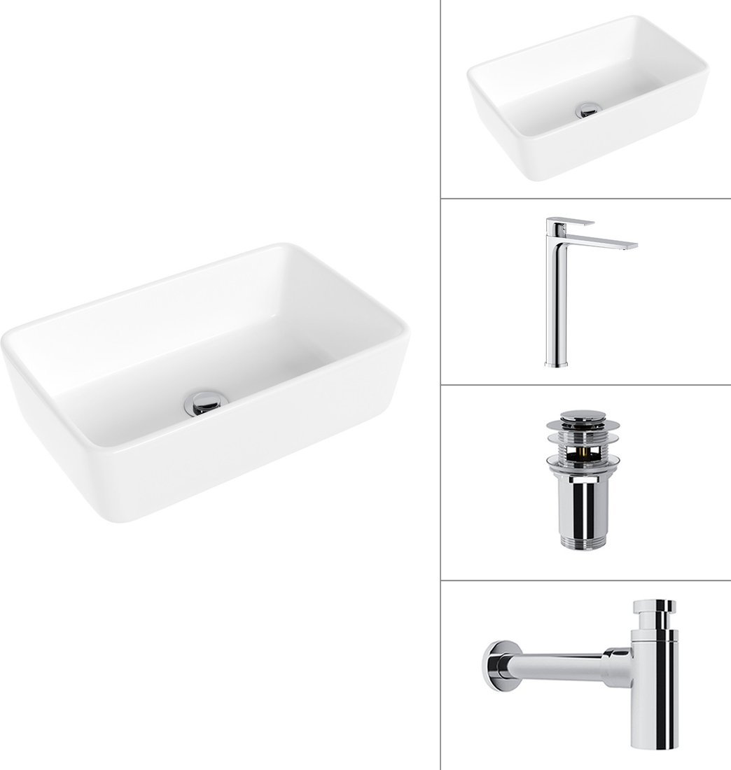 Умывальник Lauter 21674A + Reef 21CK8678C + сифон 21635CH + дон.клапан 21190CH (хром)