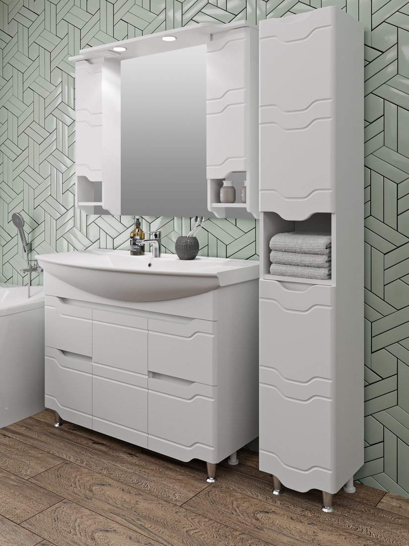 

Runo Тумба с умывальником Runo Стиль 105 + Стиль 1050 (напольная)