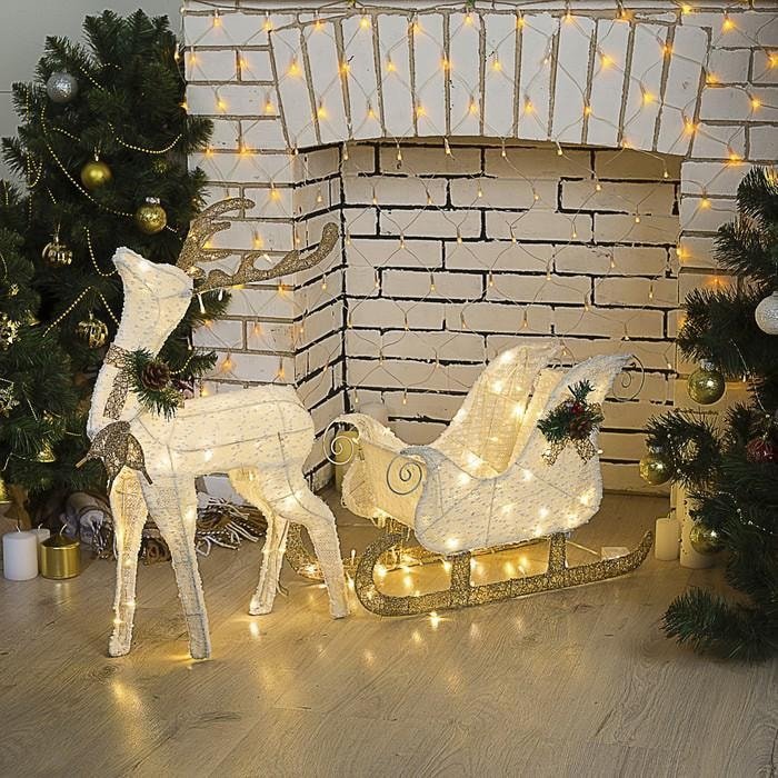 

3D-фигура Luazon Олень с санями (белый) 4357002