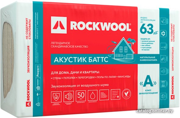 Теплоизоляция Rockwool Акустик Баттс 1000x600x50 мм