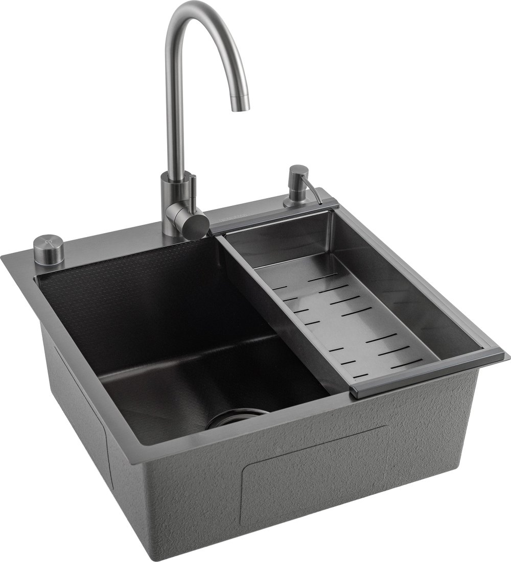 

Кухонная мойка Futur FK 5050 Eco Embossing Pop-up Mixer plus (Black Nano)