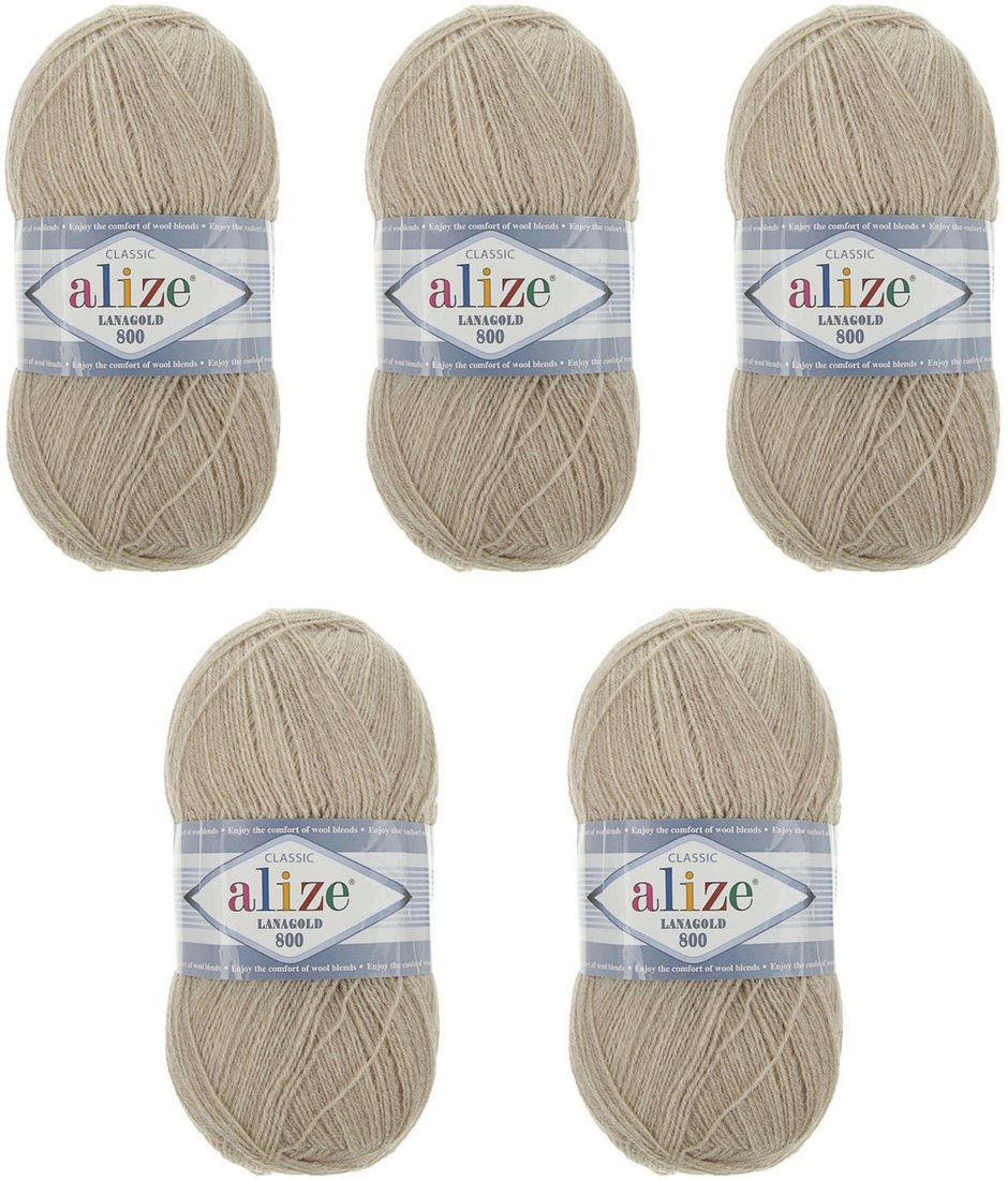 

Пряжа для вязания Alize Lanagold 800 152 (800 м, бежевый, 5 мотков)