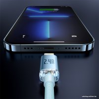 Кабель Baseus Crystal Shine USB Type-A - Lightning (2 м, голубой)