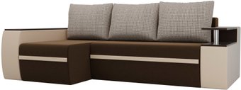 Лига диванов Майами 103027 (микровельвет/экокожа, коричн./бежевый/корфу 02)