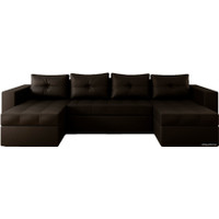 П-образный диван Настоящая мебель Константин (боннель, экокожа, черный)