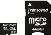 Transcend microSDHC (Class 10) UHS-I 16GB + SD адаптер (TS16GUSDHC10U1)