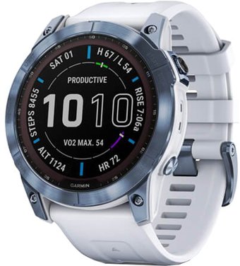 Garmin Fenix 7X Sapphire Solar (голубой минерал/белый камень)