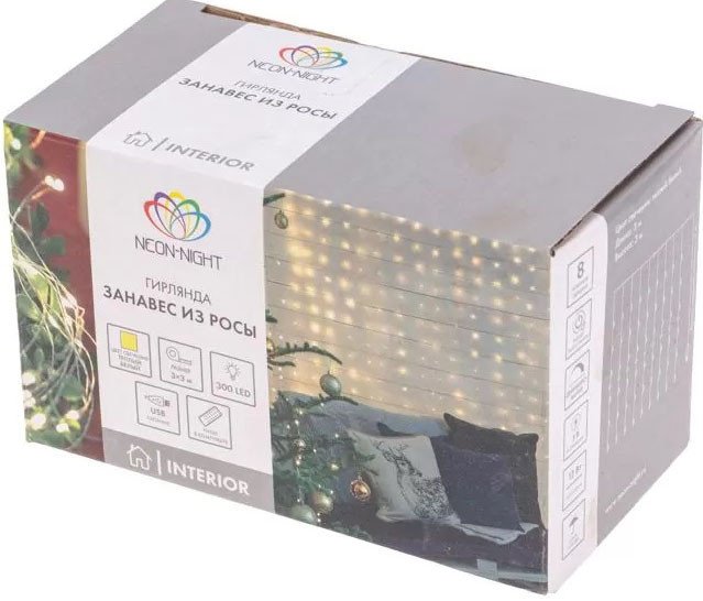 

Новогодняя гирлянда Neon-Night Светодиодный дождь из росы 3х3 м 315-986 (теплый белый)