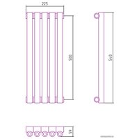 Стальной трубчатый радиатор Сунержа Эстет-0 500х225 5 секций (матовая шампань)