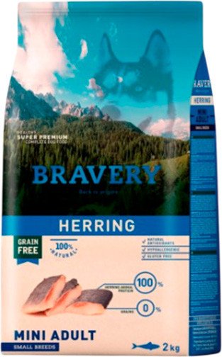 Сухой корм для собак Bravery Монопротеиновый беззерновой с сельдью 2кг