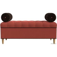 Банкетка Лига диванов Глория 113676 (микровельвет коралловый/коричневый/коричневый)