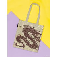 Сумка шоппер JoyArty Дракон в золотыx узораx ткань под лен bsh_48454