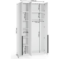 Шкаф распашной Soma Lord Black 3-х створчатый 120x240 (белый)