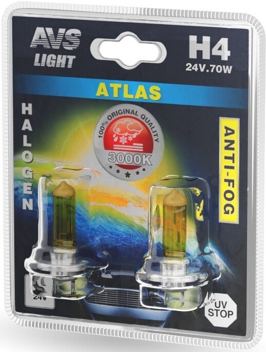 

Галогенная лампа AVS H4 Atlas Anti-Fog A78629S 2шт