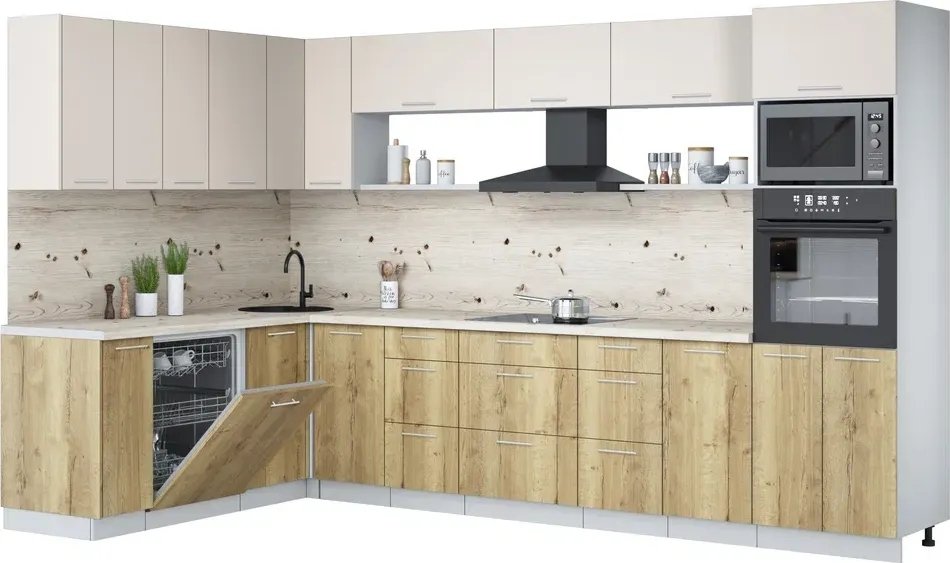 

Готовая кухня Интерлиния Мила Лайт 1.896х3.38-2 (персидский жемчуг/дуб золотой/бискайская сосна)