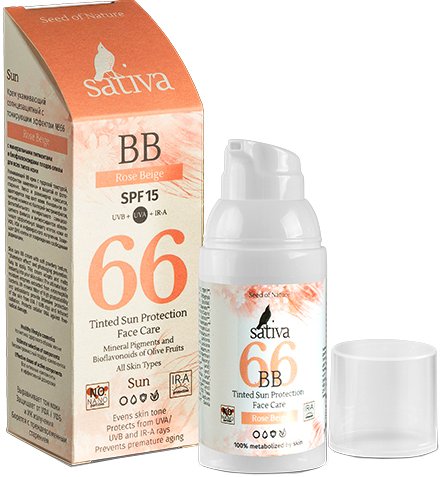 

BB-крем Sativa Ухаживающий с тонирующим эффектом 66 Rose Beige SPF15