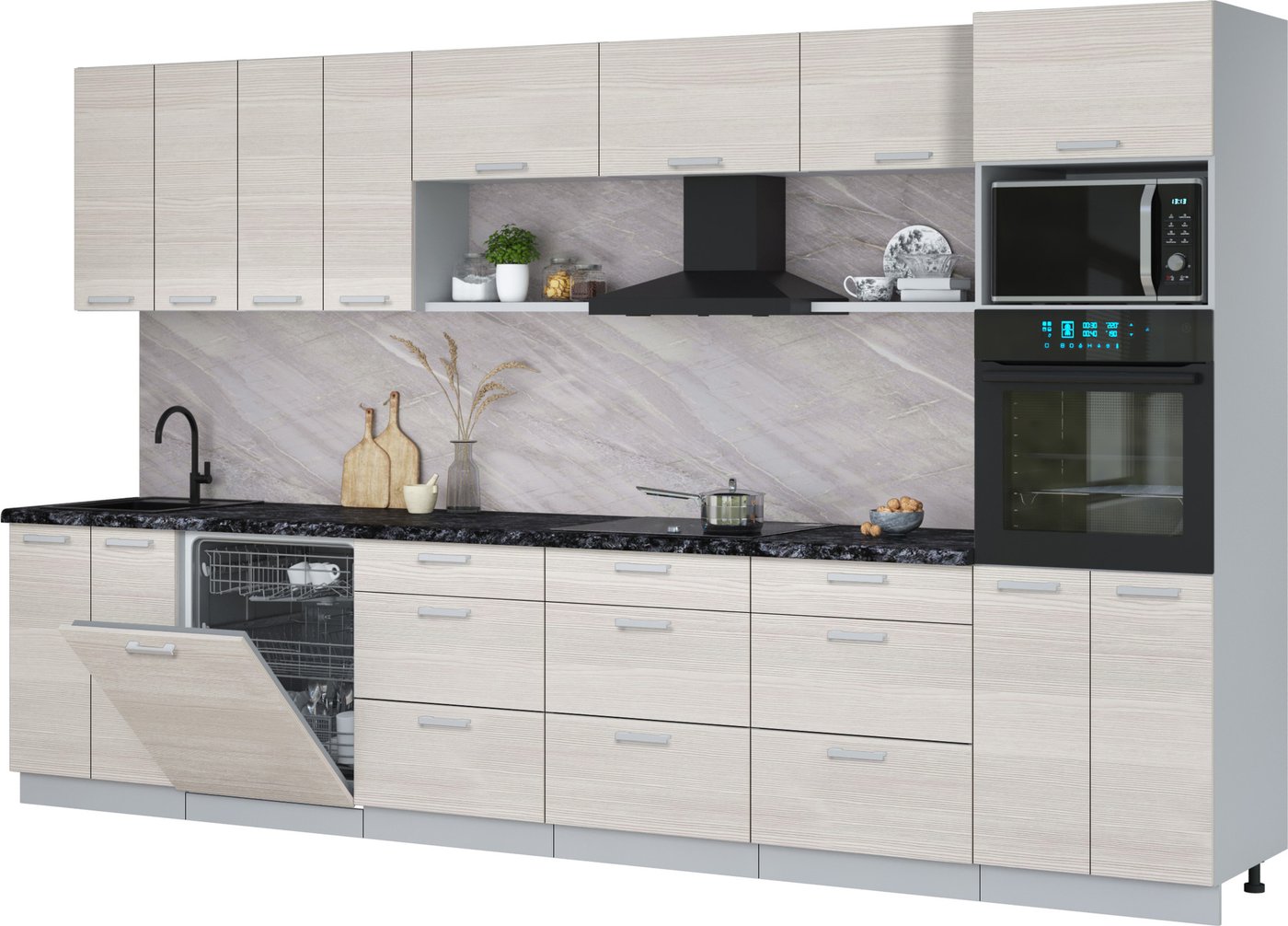 

Готовая кухня Интерлиния Мила Лайт 3.6-ПМ1-2 (вудлайн кремовый/вудлайн кремовый/кастилло темный)