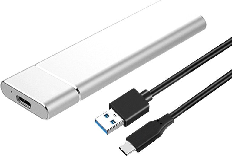 

Бокс для накопителей M.2 USBTOP M.2 NGFF - USB-C/USB-A (5 Гбит/с, серебристый)