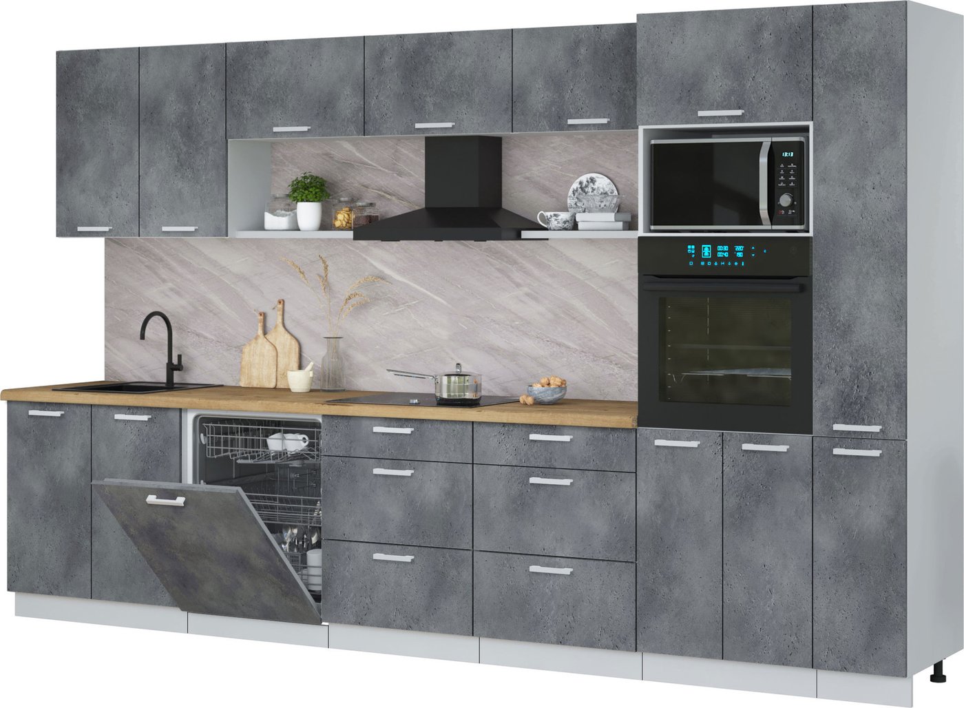 

Готовая кухня Интерлиния Мила Лайт 3.5-ПМ1 (бетон портленд/бетон портленд/дуб бунратти)