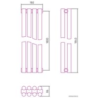 Стальной трубчатый радиатор Сунержа Эстет-11 1800х180 4 секции (хром)