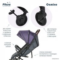Коляска прогулочная «книга» Pituso Camino (черный/слива)