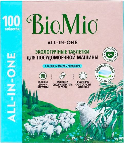 

Таблетки для посудомоечной машины BioMio Bio-Tabs Multi с эвкалиптом (100 шт)