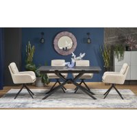 Кухонный стол Halmar Vitorino раскладной 160-220/90/75 (черный мрамор/черный)