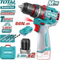 Ударная дрель-шуруповерт Total TIDLI166062 (с 2-мя АКБ, кейс)