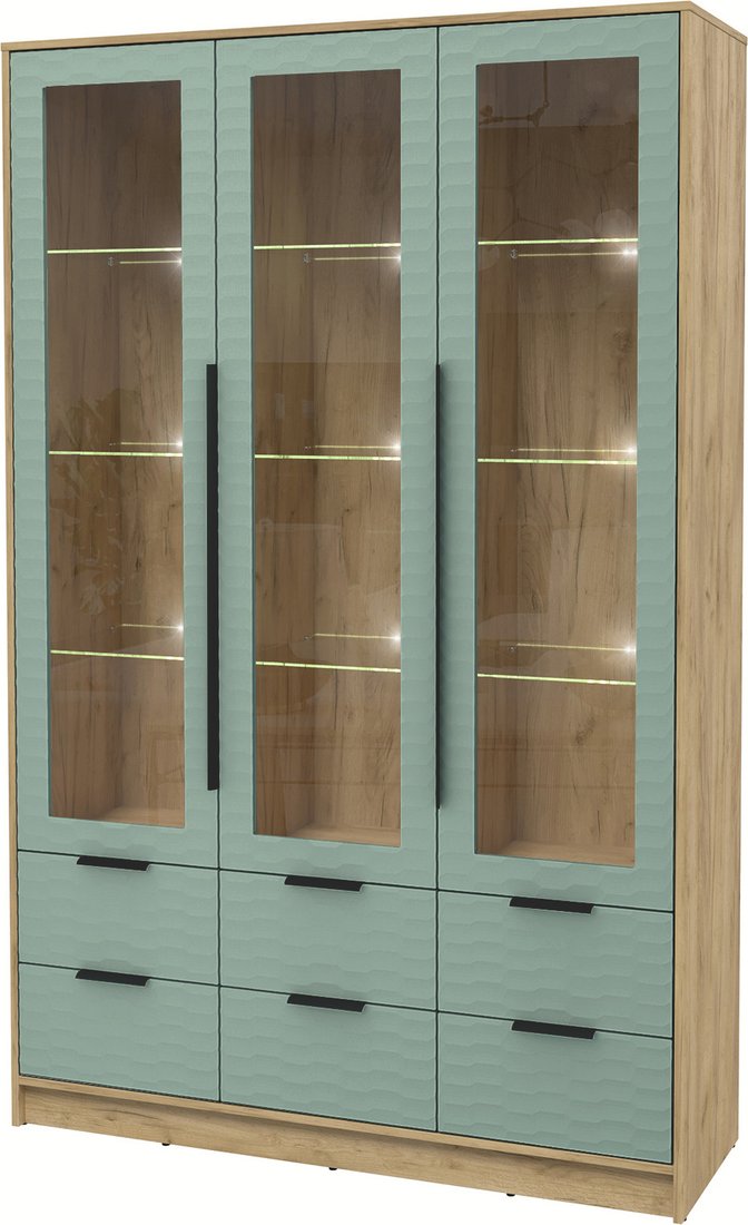 

Шкаф-витрина Интерлиния Концепт Зодиак КТ-ШВ3 с подсветкой (дуб золотой/мята)