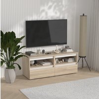 Тумба Кортекс-мебель Бари ТВ 120 2ш-2 (дуб сонома/дуб сонома/белый)