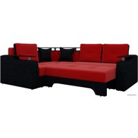 Угловой диван Лига диванов Комфорт 27929 (левый, микровельвет, красный/черный)