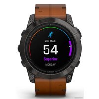 Умные часы Garmin Epix Pro Gen 2 Sapphire 51 мм (карбоново-серый титан/каштановый, с кожаным и силиконовым ремешками)