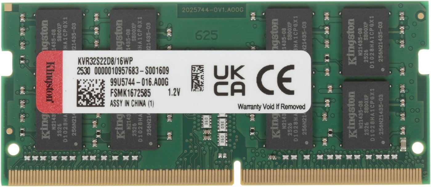 

Оперативная память Kingston 16ГБ DDR4 SODIMM 3200 МГц KVR32S22D8/16WP