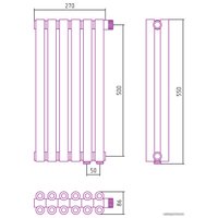 Стальной трубчатый радиатор Сунержа Эстет-00 EU50 500х270 6 секций (шампань)