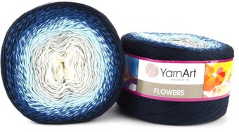 Пряжа для вязания Yarnart Flowers 261 250 г 1000 м (синий; голубой; белый)