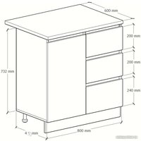 Шкаф напольный Артём-Мебель Мэри 800мм СН-114.232-р (серый графит)