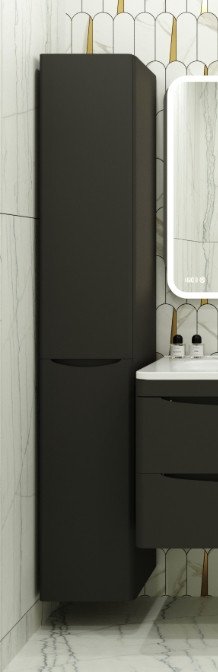 

Symbolite Шкаф-пенал для ванной Бергамо L Люкс Plus с корзиной (черный)