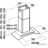 Кухонная вытяжка CATA C Glass H Black 600 (02005401)