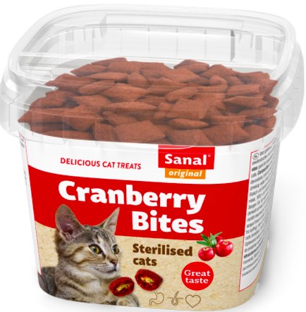 

Лакомство для кошек Sanal Подушечки с клюквой и курицей для стерилизованных кошек 75 г