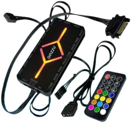 Контроллер скорости и подсветки вентиляторов Ginzzu CRC9MB