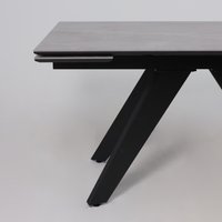Кухонный стол Lepremo AV 2122 МДФ+керамика раздвижной 1400-2000x850 (серый матовый Larka Grey/черный)