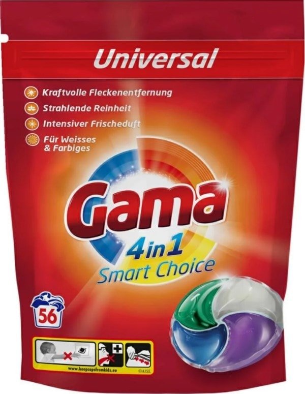 

Капсулы для стирки Gama Универсальный 4in1 Smart Choice 56 шт